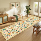 Floral 2x8 Area Rug Machine Washable Soft Print Boho Carpet Non Slip Doormat Low Pile Flower Area Rugs for Living Room Bedroom Nursery Kitchen Dining Room Indoor-Ivory/Yellow