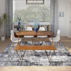 Rugcomf 9x12 Washable Boho Rug - Soft, Non-Slip, Non-Shedding Faux Wool Vintage Rug for Living Room, Dining Room, Kids Playroom, Indoor - Grey and Black
