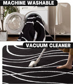 YIHOUSE Black Modern Area Rug 5x7,Abstract Rugs for Bedroom,Black and White Geometric Rug,Minimalist Striped Rug,Dark Washable Area Rugs 5x7 Non Slip Throw Rugs for Bedroom，Office