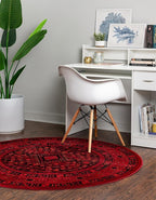 Unique Loom Tekke Collection Area Rug - Sheibani (7' 11" Round, Red/ Black)