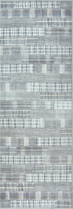 Bloom Rugs Washable Non-Slip 7 ft Runner - Gray Striped Runner for Entryway, Hallway, Bathroom, and Kitchen - Exact Size: 2.5' x 7'
