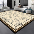 Medieval French Style Area Rugs 5x7ft, Off-White Botanical Leaf Pattern Rug, Low Pile Carpet, Washable & Non-Slip for Living Room, Bedroom, Dining Room, Dorm