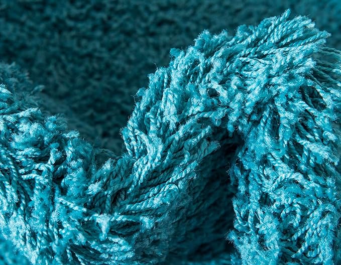 Unique Loom Solid Shag Collection Area Rug (5' 1" x 8' Rectangle Deep Aqua Blue)