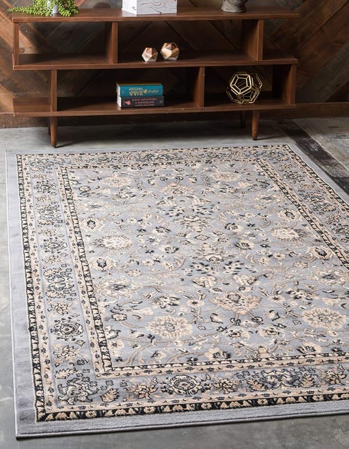 Unique Loom Sialk Hill Collection Area Rug - Washington (5' 1" x 8' Rectangle Gray/Black)