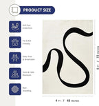 Abani Abstract Beige/Black Area Rug - 4'x6' - Modern Curved Line Design - Deco Collection - Easy to Clean - Durable for High Traffic Areas - Bedroom, Office & Kitchen - Medium Pile