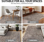 Rugshop Beige Checkered Area Rug – Textured Grid Pattern Carpet for Living Room, Bedroom, or Office – Neutral Contemporary Soft Floor Décor 5' x 7' Beige