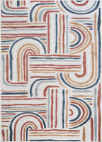 CAMILSON Indoor Outdoor Rug, Multicolor 5x7 Geometric Arch Striped Area Rugs for Patio and Home Areas, Easy-Cleaning Non-Shedding Living Room, Garden and Deck Washable Outside Carpet (5 x 7)