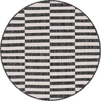 Unique Loom Outdoor Striped Collection Area Rug - Striped (4' 1" Round, Charcoal/Ivory)