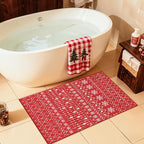 Lahome Christmas Door Mat 2x3 Red Entryway Rug Small Washable Area Rugs Non-Slip Indoor Entry Carpet Throw Soft Bathroom Mat, Snowflake Home Xmas Holiday Decor Thin Floor Doormat Carpet for Bedside