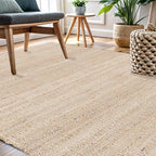 REDEARTH · Jute Cotton Area Rug - 9'x12' Rectangular Rug, Sustainable Handwoven, Non-Shedding, Soft & Durable – Reversible, Neutral Tones for Home Décor in Living Room, Dining Room, Bedroom