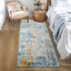 2x6 Rug Runners for Hallways Kitchen Runner Rug Non Slip Washable Blue Long Runner Rugs with Rubber Backing Soft Abstract Carpet Runner for Hallways, Kitchen, Bedroom, Bathroom, Entryway