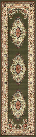Unique Loom Reza Collection Traditional Persian Style Area Rug, 2 ft 7 in x 10 ft, Olive/Ivory