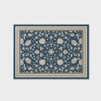 EVERGRACE Area Rugs for Living Room 5x7, Boho Floral Faux Wool Indoor Outdoor Rugs, Washable Rugs for Bedroom Dining Room Entryway Kitchen, Low Pile Floor Mat Carpet for Home Decor, Navy Blue