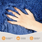 Zentavio Navy Blue Area Rugs for Living Room Boys Rugs for Bedroom 8x10 Large Shag Washable Carpet Soft Furry Fluffy Aesthetic Kids Playroom Rugs for Teen Home Decor