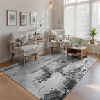 Ompaa Living Room Rug 5x8 Ink Black Area Rug Machine Washable Boho Rug Non Slip Abstract Vintage Indoor Large Rugs for Bedroom, Classroom, College Dorm, Farmhouse, Dining Room, Kids Playroom