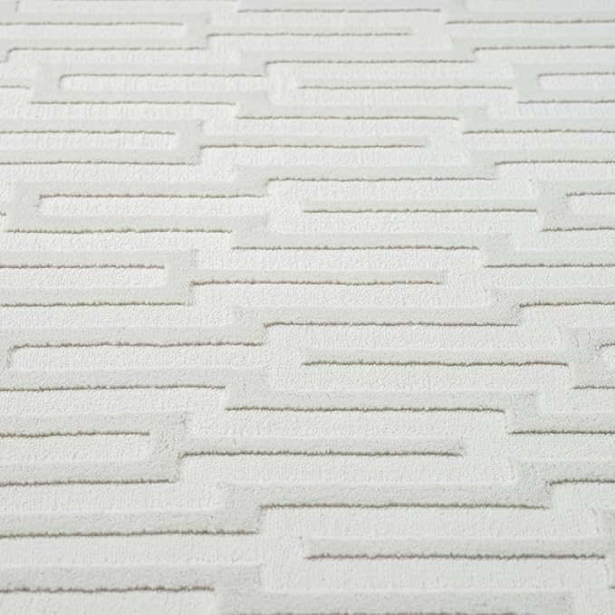 Abani Neutral Cream Area Rug for Living Room, Bedroom - Geometric Pattern - 2' x 3' - Durable & Easy to Clean