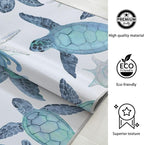 Tritard Coastal Sea Turtles Area Rugs Beach Themed Nautical Starfish Coral Accent Rugs Non-Slip Sea Marine Life Rugs Floor Carpet for Living Room Bedroom, Teal, 5x7 Feet