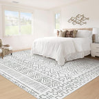 5x7 Area Rug Living Room: Washable Boho Geometric Moroccan Rug Neutral Modern Farmhouse Indoor Soft Non Slip Ultra Thin Printed Pattern Carpet for Dining Room Bedroom Nursery Home (BeigeGray, 5'x7')