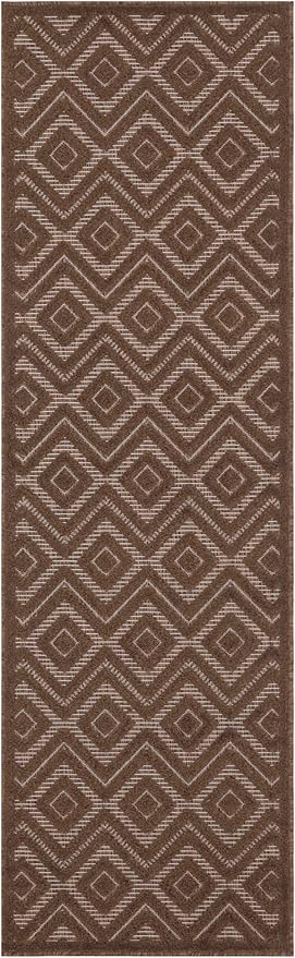 Nourison Home Versatile Brown 2'2" x 7'6 Area Rug - Easy Clean, Non Shedding, Bed Room, Living Room, Dining Room, Kitchen (8' Runner)