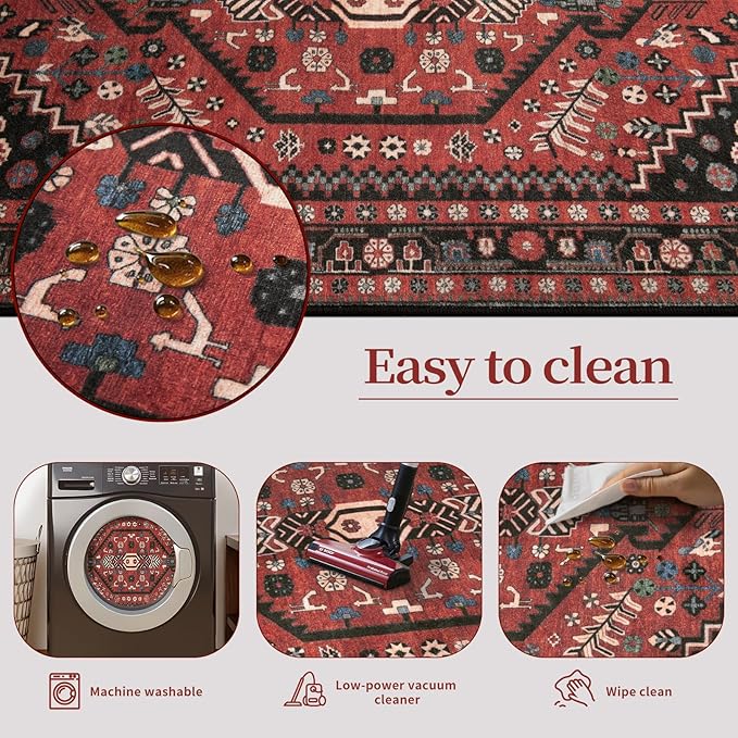 Ciicool Small Area Rug, 2x3ft Boho Rug, Ultra Soft Entry Rugs for Entryway, Non-Slip Washable Oriental Low-Pile Indoor Mat Floor Carpet for Entrance Bedroom Kitchen Bathroom Foyer Decor