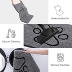 Smiry Dog Door Mat for Muddy Paws, Absorbent Dirt Trapper Non Slip Quick Dry Washable Chenille Mat for Mud Dogs, Entry Rug for Indoor and Outdoor (40x32 Inches, Dark Grey and Black)