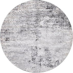 Rugs.com Leipzig Collection Round Rug – 7 Ft Round Grey Low-Pile Rug Perfect for Kitchens, Dining Rooms