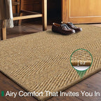 LUMI Handwoven Sisal Door Mat, Non-Slip Durable Entryway Mat, Welcome Front Doormat, Solid Floor Mats for Entrance, 24"x36", Herringbone Sisal