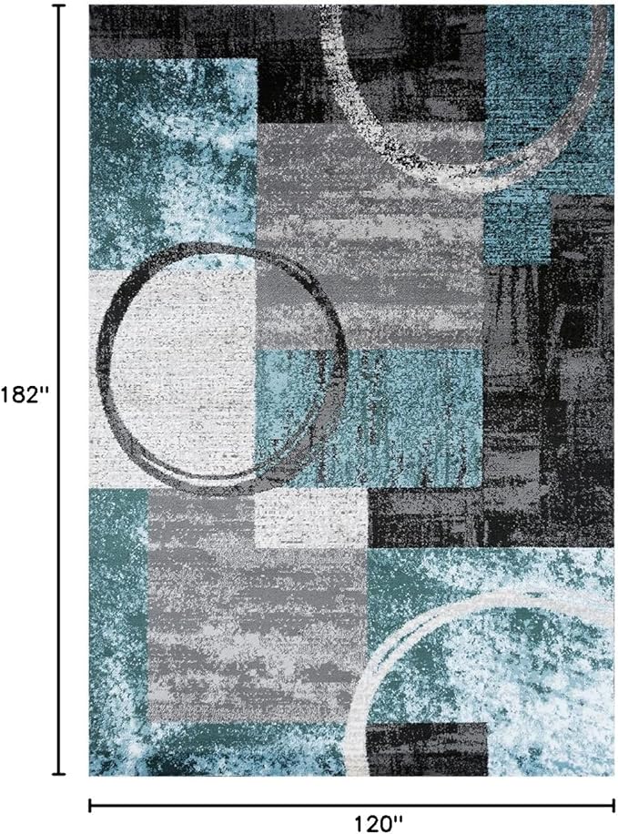 Rugshop Contemporary Circle Design Area Rug, Carpet with Jute Backing for Bedroom, Office, or Entryway, Gray, 4' x 6'