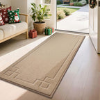BEQHAUSE Door Mat 24" x 60", Non-Slip Door Mats Indoor Entryway Rugs Washable Low-Profile Absorbent and Stain Resist Floor Mats, Dog Door Mat for Front Back Door, Muddy Wet Shoes & Paws, Beige