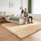 6x9 Solid Fluffy Camel Area Rug – Washable, Durable, Large Living Room Rug, Non-Slip High Pile Shag Rugs for Bedroom, Sofa Coffee Table, Nursery Rooms, Kids Room, Soft Indoor Floor Carpet