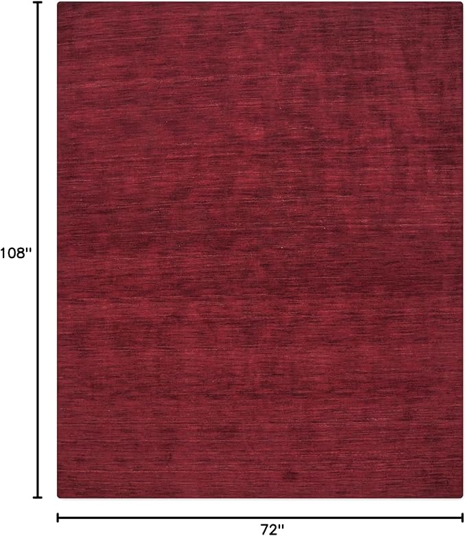 Hand Knotted Loom Wool ECO-Friendly Area Rugs - 6'x9', Rectangle, Dark Red Color, Solid Plain Design, High Pile Handmade Anti Skid Area Rugs for Living Room, Bed Room (L00111)