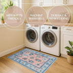 Fame Living Modern Oushak Rug, Vintage, Turkish, Eclectic, Floral, Pastel, Washable, Area Rugs for Living Room, Dining, Bedroom, Nursery, Girls, Boys, 5'9"x8'9"