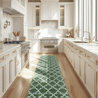 Area Rug 2x6, Moroccan Trellis Print Carpet, Machine Washable Non-Slip Rugs for Living Room, Bedroom, Dining Room & Entryway, Green