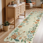 Lahome Floral Washable Runner Rug, 2'6''x8' Soft Hallway Rug Non Slip, Boho Ultra-Thin Kitchen Runners for Hallways with Rubber Backing Carpet for Laundry Bedroom Bathroom(Beige)