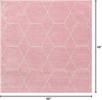 Unique Loom Trellis Frieze Collection Area Rug - Geometric (4' Square, Light Pink/ Ivory)