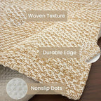 IOHOUZE Washable Runner Rug 3x8 Non Slip Rubber Backed Wide Hallway Runner Entryway Runner Indoor, Kitchen Rugs Woven Floor Carpet for Hall Entrance Bedroom, Warm Beige/Orange/Apricot