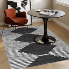 HelloTree Area Rug 3x5 Geometric Rug,Washable Modern Neutral Stain Resistant Indoor Carpet Boho Living Room Moroccan Rugs Fluffy Rug for Living Room Bedside Room Decor for Family-Black