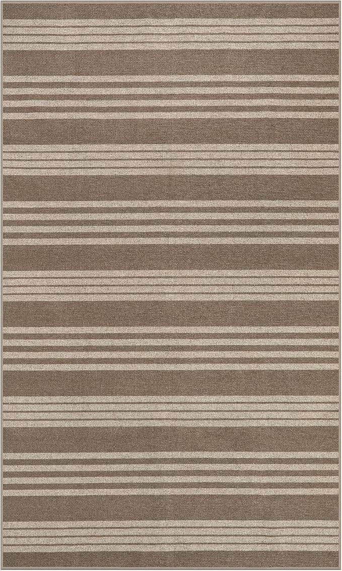 Lahome Striped Easy Jute Porch Rug, 3x5 Washable Rugs for Entryway Living Room, Farmhouse Nature Non Slip Non Shedding Indoor Outdoor Carpet for Entry Classroom Patio, Khaki