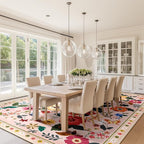 Floral 9x12 Area Rug Machine Washable Soft Print Boho Carpet Non Slip Doormat Low Pile Flower Area Rugs for Living Room Bedroom Nursery Kitchen Dining Room Indoor-Pink