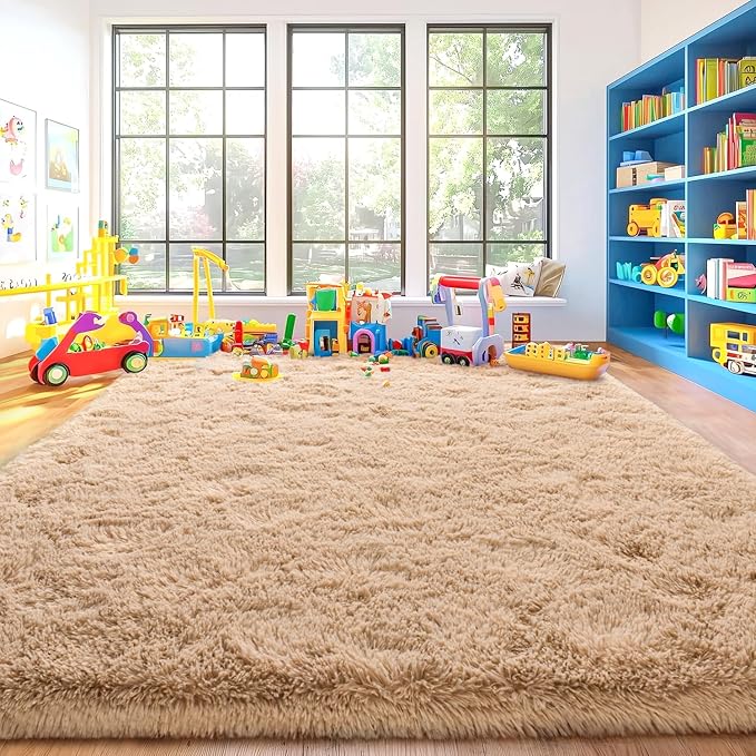 Area Rugs for Living Room, Soft Shaggy Carpets for Living Room, Fuzzy Rugs for Kids' Room, Perfect Decor for Modern Home Camel 4x6 Feet