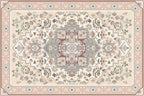 Phantoscope Washable Area Rug 6'x9' Non-Slip, Vintage Boho Rugs for Living Room, Bedroom, Dining Room, Persian Floral Medallion Pattern, Low-Pile Foldable Floor Carpet, Ivory Rose/Fall Bloom