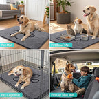 Smiry Dog Door Mat for Muddy Paws, Absorbent Dirt Trapper Non Slip Quick Dry Washable Chenille Mat for Mud Dogs, Entry Rug for Indoor and Outdoor (40x32 Inches, Dark Grey and Black)