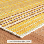 Dash & Albert Sunflower Ticking Machine Washable Rug, 6 X 9 Feet, Yellow Stripe Pattern