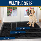 Kitinjoy Front Door Mat Outside Entrance, Sturdy Natural Dirt Trapper, Heavy Duty Rubber Doormat, Low Profile Non-Slip Backing, Easy Clean Floor Mat for Indoor Outdoor Entry, 29.5X17 Inch, Black