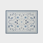 EVERGRACE Area Rugs for Living Room 5x7, Boho Floral Faux Wool Indoor Outdoor Rugs, Washable Rugs for Bedroom Dining Room Entryway Kitchen, Low Pile Floor Mat Carpet for Home Decor, Porcelain Blue