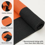 KOZYFLY Striped Outdoor Rug 4x6 Ft Orange and Black Halloween Fall Hand Woven Area Rug Washable Outdoor Doormats Indoor Entrance Mat for Front Door Kitchen Entryway Patio Front Porch Decor