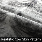 AROGAN Western Decor Faux Fur Cowhide Rug, 3.6 x 2.3 Feet Premium Animal Skin Cow Hide Rug, Sturdy Cow Print Rugs for Wall Decor, Western Floor Carpet for Bedroom Living Room, Black and Grey