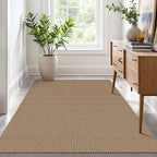 IOHOUZE Washable Area Rug 4x6 Non Slip Rubber Backed Woven Indoor Outdoor Rugs for Entryway Bedroom Rug Kitchen Floor Throw Carpet for Entrance Living Room, Orange/Tan/Brown