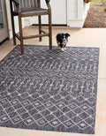 Unique Loom Outdoor Trellis Collection Area Rug - Tribal Trellis (8' x 11' 4" Rectangle, Charcoal Gray/ Natural)