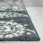 Maples Rugs Reggie Floral Area Rug - Made in USA - Low Pile, Non Slip, Pet-Friendly Mat for Living Room, Bedroom, and Office, 7' x 10', Persian Blue